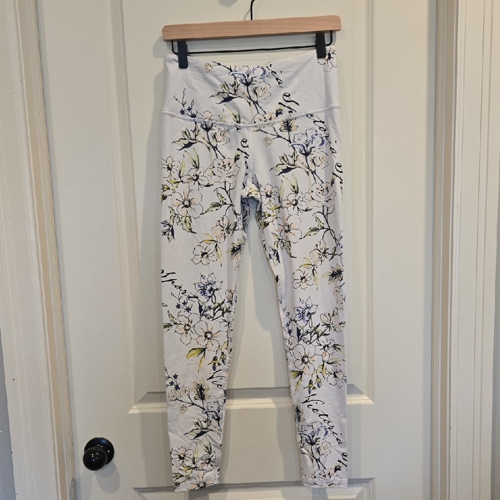Victoria's Secret Sport Knockout White and Blue Floral Leggings